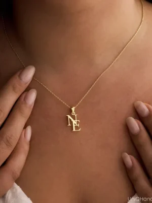 Two Interlocking Special Custom Design Letter Necklace, Personalized Double Letters Pendant, Dainty Double Initials Necklace, Unique Gifts